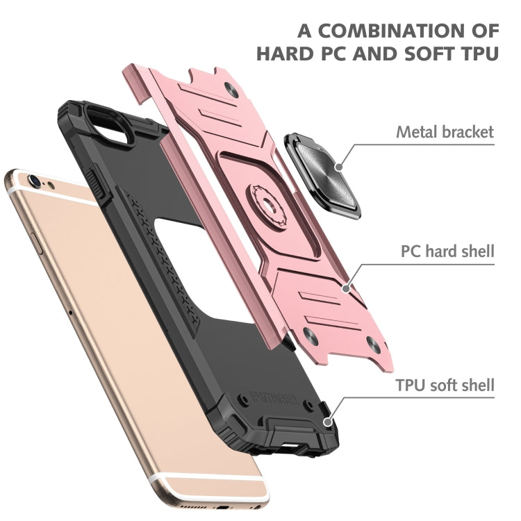 For iPhone 6 & 6s Magnetic Armor Shockproof TPU + PC Case with Metal Ring Holder