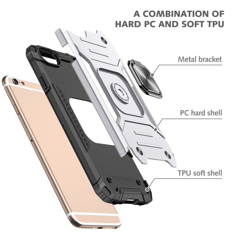 For iPhone 6 & 6s Magnetic Armor Shockproof TPU + PC Case with Metal Ring Holder