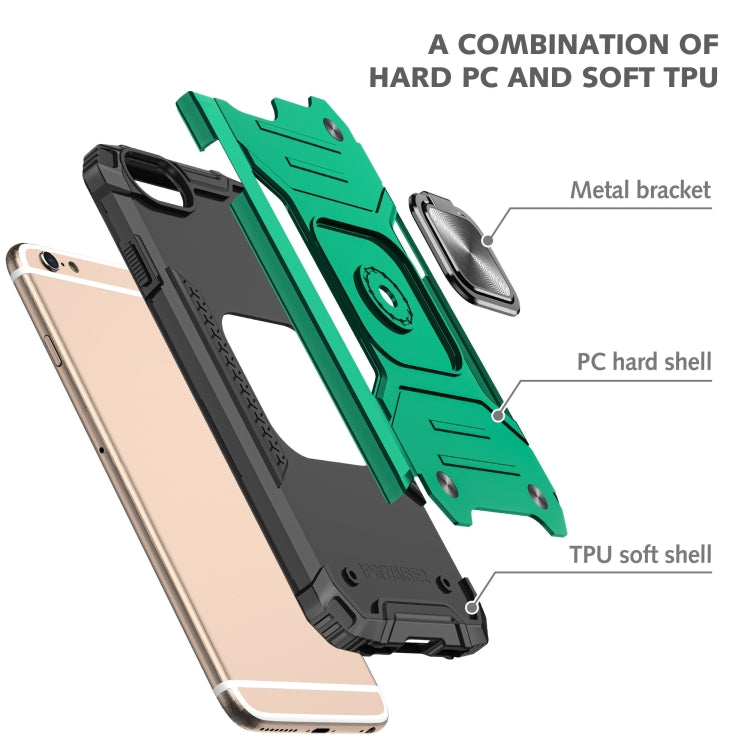 For iPhone 6 & 6s Magnetic Armor Shockproof TPU + PC Case with Metal Ring Holder