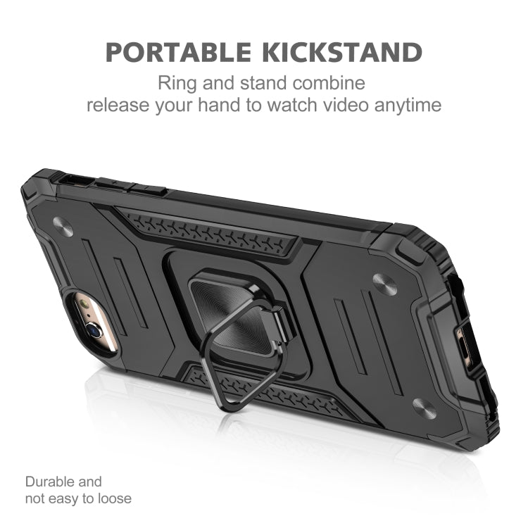 For iPhone 6 Plus & 6s Plus Magnetic Armor Shockproof TPU + PC Case with Metal Ring Holder
