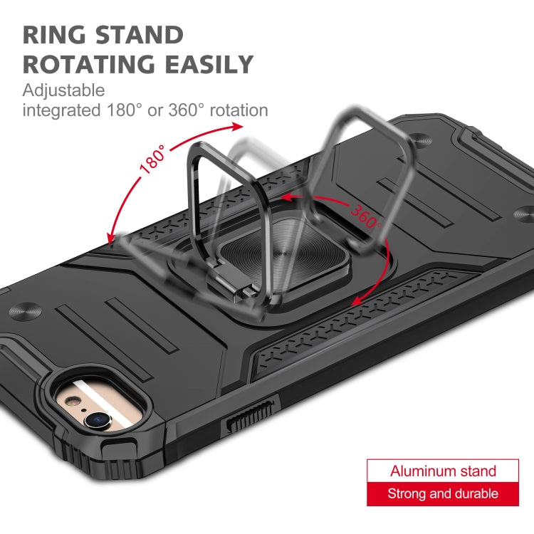 For iPhone 6 Plus & 6s Plus Magnetic Armor Shockproof TPU + PC Case with Metal Ring Holder
