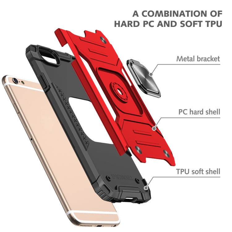 For iPhone 6 Plus & 6s Plus Magnetic Armor Shockproof TPU + PC Case with Metal Ring Holder