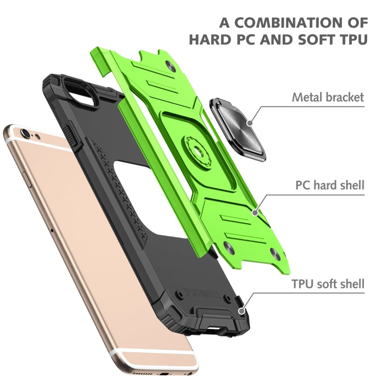 For iPhone 6 Plus & 6s Plus Magnetic Armor Shockproof TPU + PC Case with Metal Ring Holder