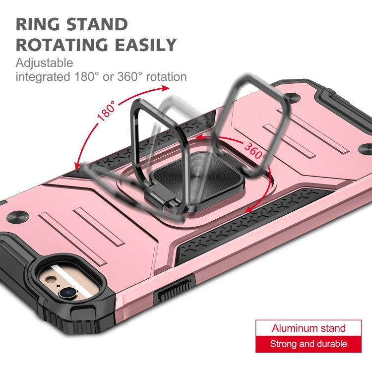 For iPhone 6 Plus & 6s Plus Magnetic Armor Shockproof TPU + PC Case with Metal Ring Holder