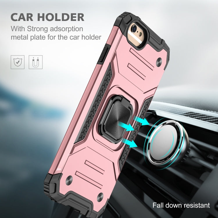 For iPhone 6 Plus & 6s Plus Magnetic Armor Shockproof TPU + PC Case with Metal Ring Holder