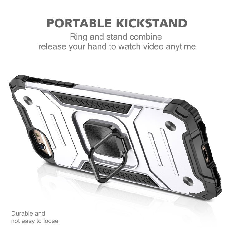 For iPhone 6 Plus & 6s Plus Magnetic Armor Shockproof TPU + PC Case with Metal Ring Holder