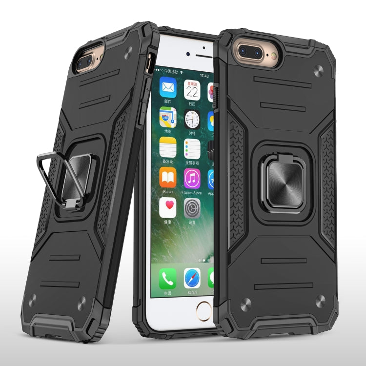 For iPhone 8 Plus & 7 Plus  Magnetic Armor Shockproof TPU + PC Case with Metal Ring Holder