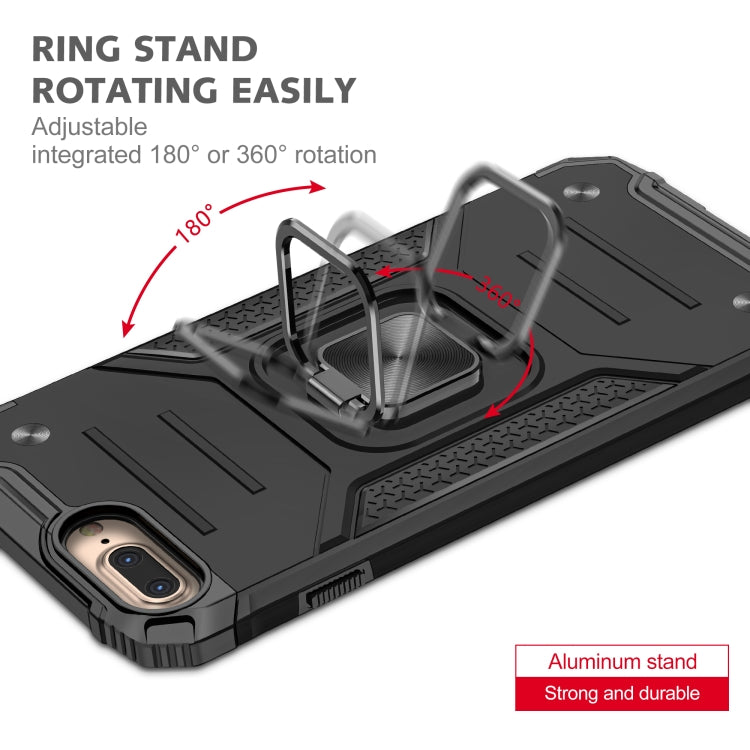 For iPhone 8 Plus & 7 Plus  Magnetic Armor Shockproof TPU + PC Case with Metal Ring Holder