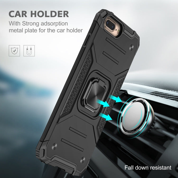 For iPhone 8 Plus & 7 Plus  Magnetic Armor Shockproof TPU + PC Case with Metal Ring Holder