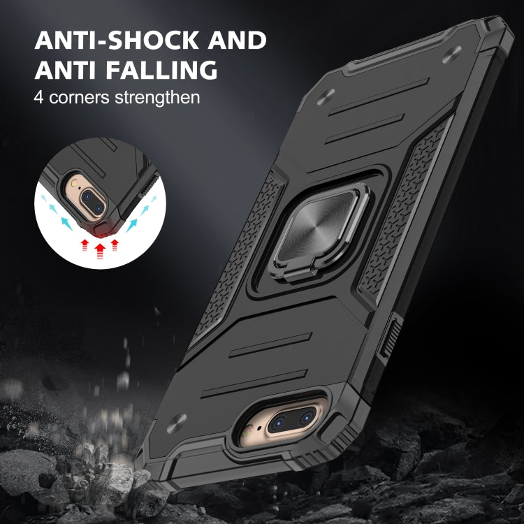 For iPhone 8 Plus & 7 Plus  Magnetic Armor Shockproof TPU + PC Case with Metal Ring Holder