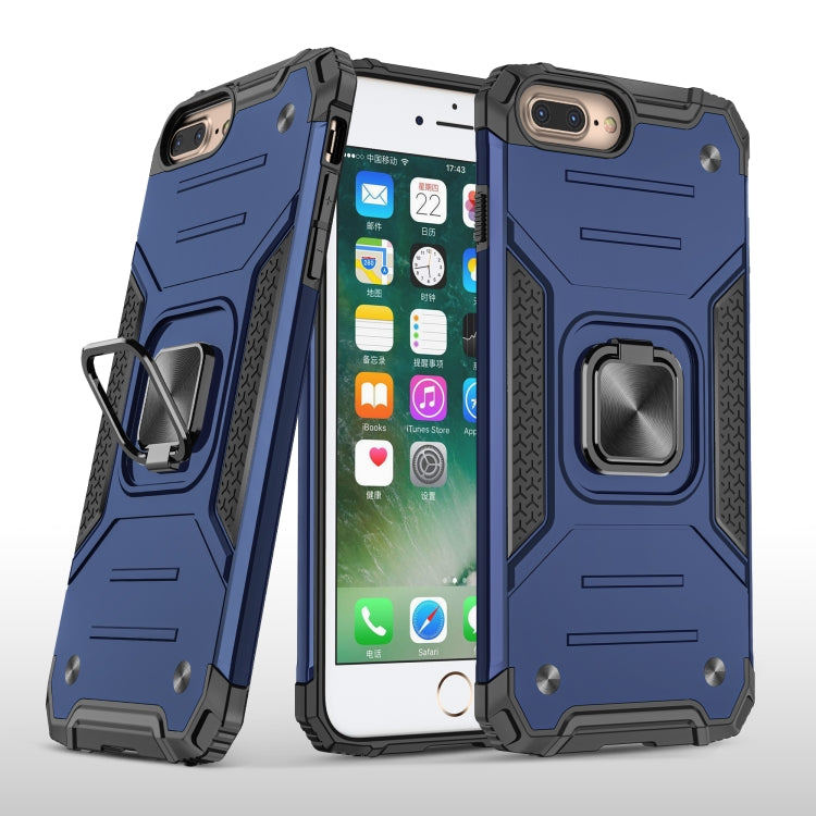 For iPhone 8 Plus & 7 Plus  Magnetic Armor Shockproof TPU + PC Case with Metal Ring Holder