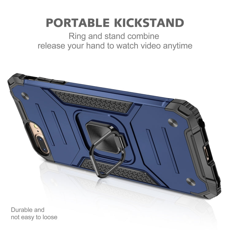 For iPhone 8 Plus & 7 Plus  Magnetic Armor Shockproof TPU + PC Case with Metal Ring Holder