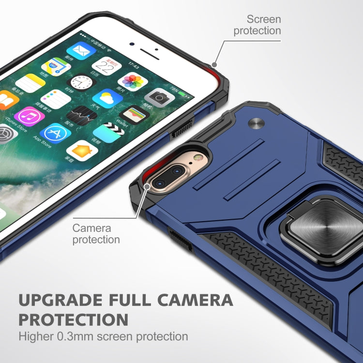 For iPhone 8 Plus & 7 Plus  Magnetic Armor Shockproof TPU + PC Case with Metal Ring Holder