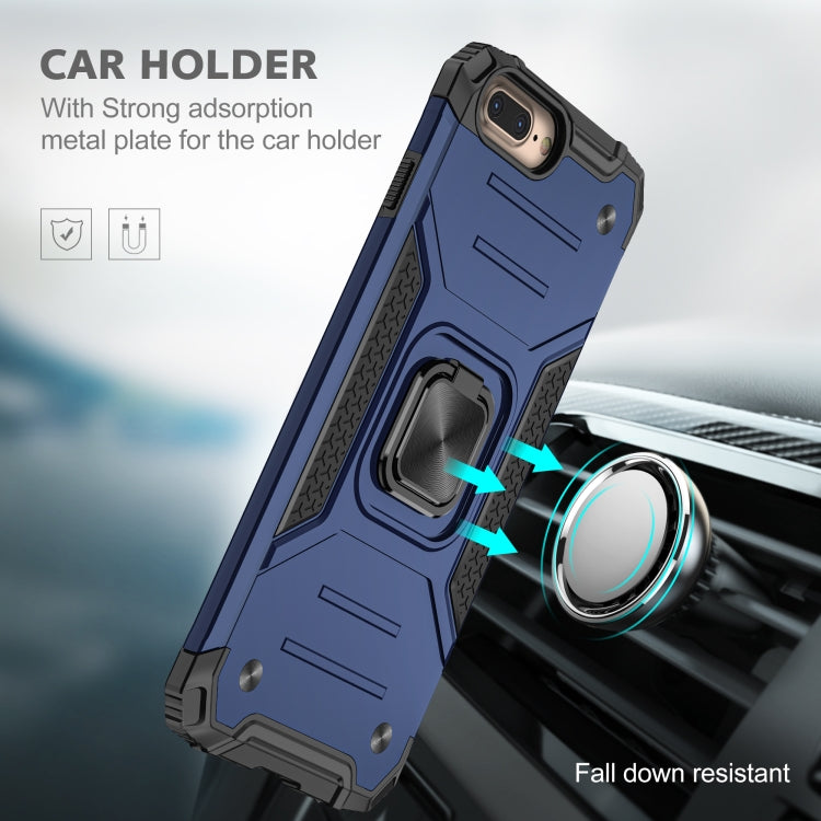 For iPhone 8 Plus & 7 Plus  Magnetic Armor Shockproof TPU + PC Case with Metal Ring Holder