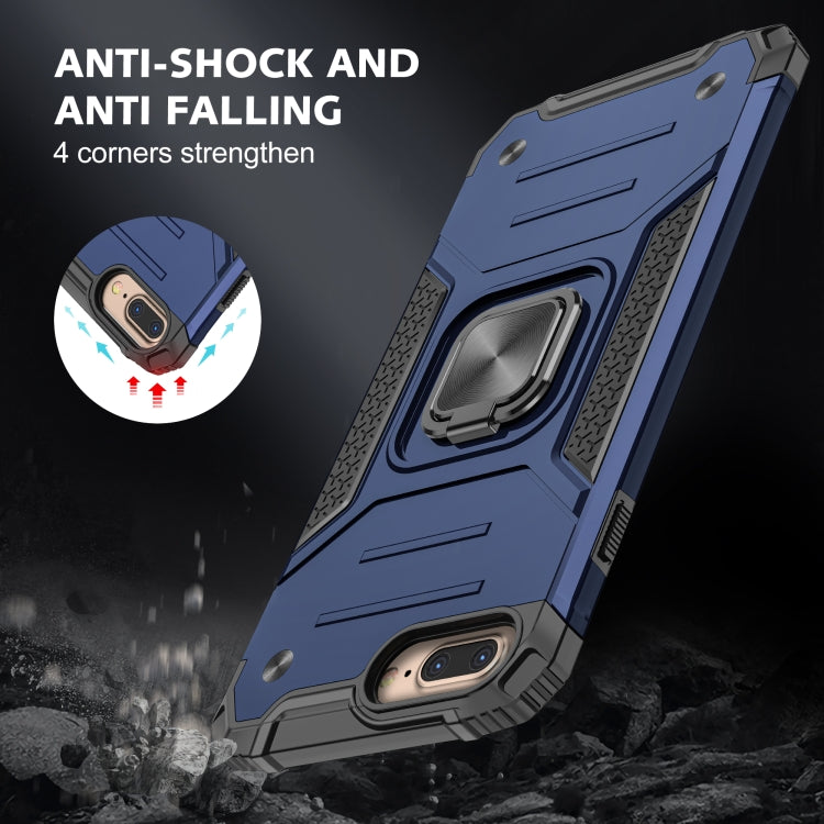 For iPhone 8 Plus & 7 Plus  Magnetic Armor Shockproof TPU + PC Case with Metal Ring Holder