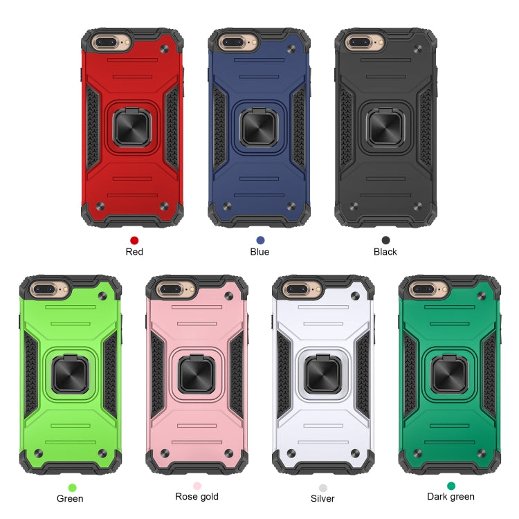 For iPhone 8 Plus & 7 Plus  Magnetic Armor Shockproof TPU + PC Case with Metal Ring Holder