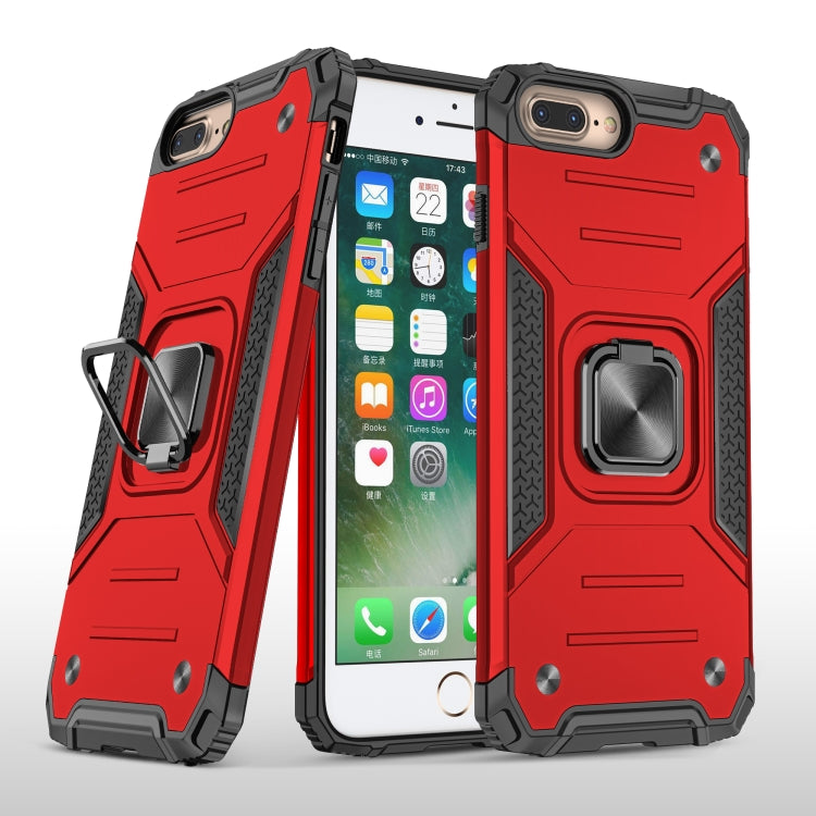 For iPhone 8 Plus & 7 Plus  Magnetic Armor Shockproof TPU + PC Case with Metal Ring Holder