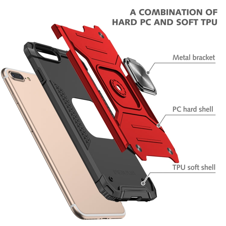 For iPhone 8 Plus & 7 Plus  Magnetic Armor Shockproof TPU + PC Case with Metal Ring Holder