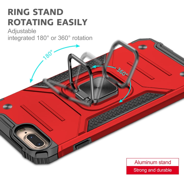 For iPhone 8 Plus & 7 Plus  Magnetic Armor Shockproof TPU + PC Case with Metal Ring Holder