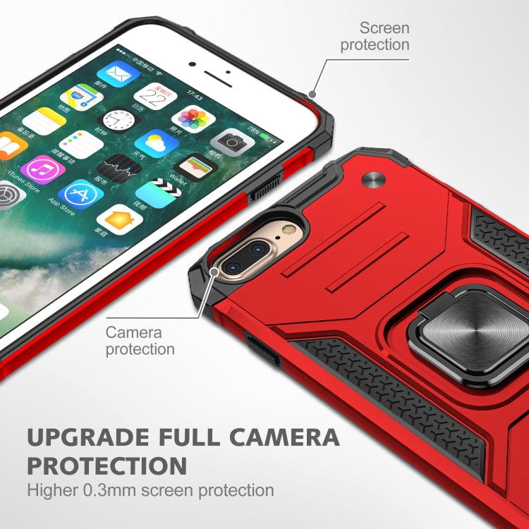 For iPhone 8 Plus & 7 Plus  Magnetic Armor Shockproof TPU + PC Case with Metal Ring Holder
