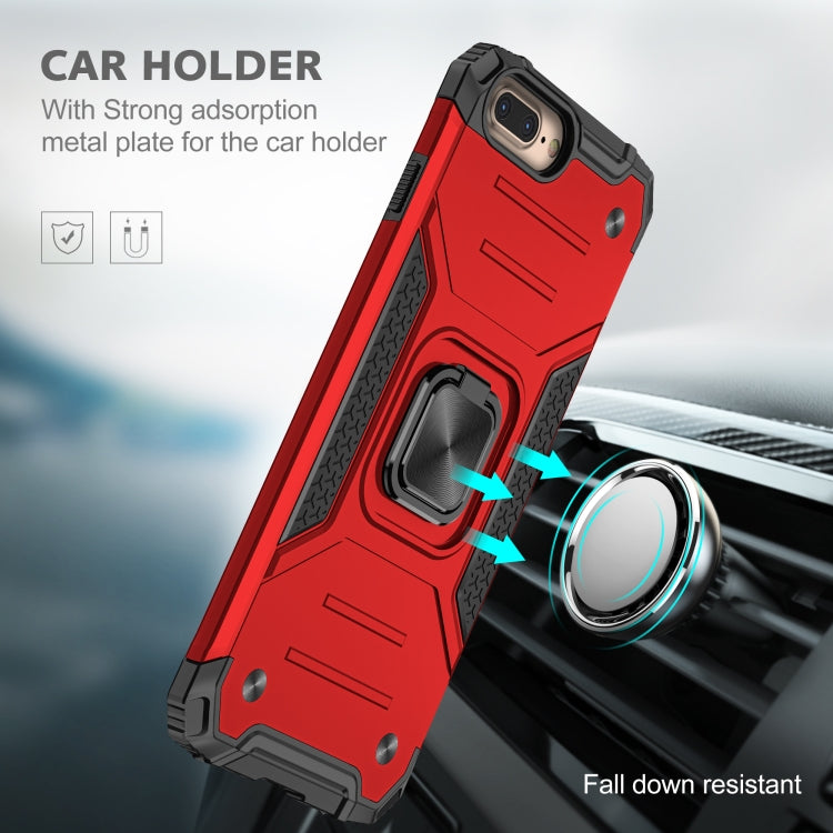 For iPhone 8 Plus & 7 Plus  Magnetic Armor Shockproof TPU + PC Case with Metal Ring Holder