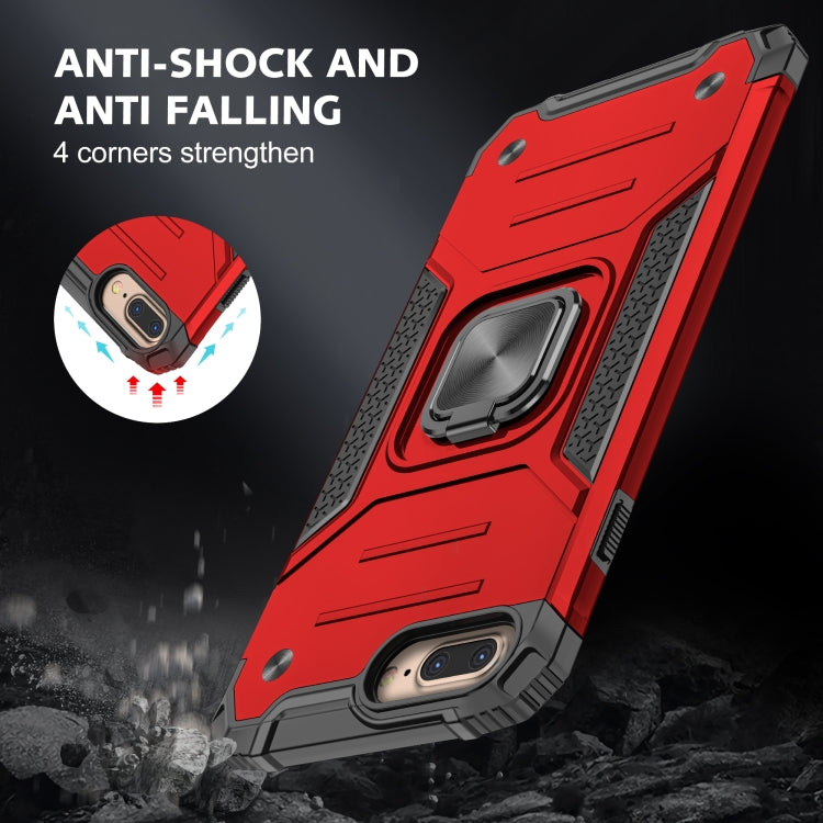 For iPhone 8 Plus & 7 Plus  Magnetic Armor Shockproof TPU + PC Case with Metal Ring Holder