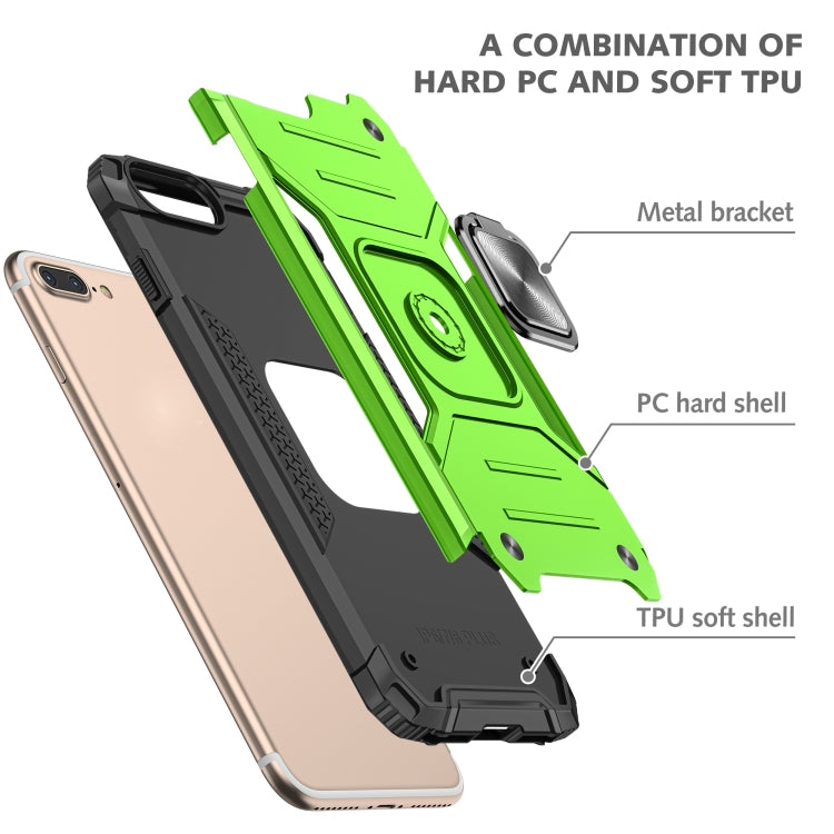 For iPhone 8 Plus & 7 Plus  Magnetic Armor Shockproof TPU + PC Case with Metal Ring Holder