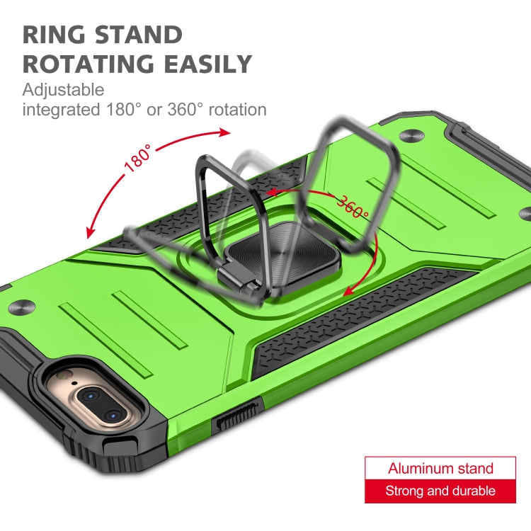 For iPhone 8 Plus & 7 Plus  Magnetic Armor Shockproof TPU + PC Case with Metal Ring Holder