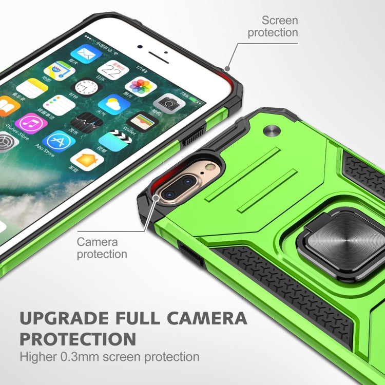 For iPhone 8 Plus & 7 Plus  Magnetic Armor Shockproof TPU + PC Case with Metal Ring Holder