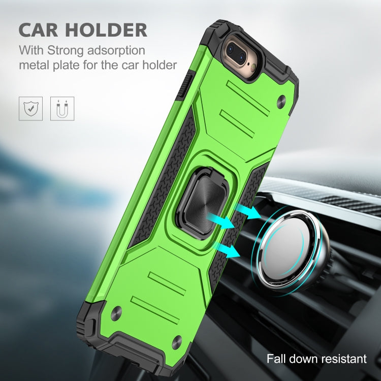 For iPhone 8 Plus & 7 Plus  Magnetic Armor Shockproof TPU + PC Case with Metal Ring Holder
