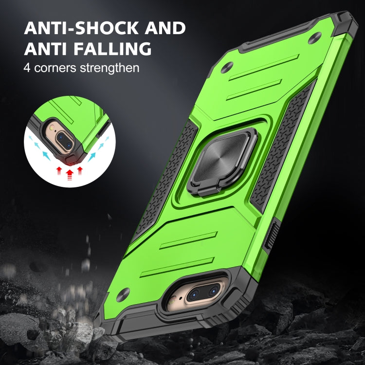 For iPhone 8 Plus & 7 Plus  Magnetic Armor Shockproof TPU + PC Case with Metal Ring Holder