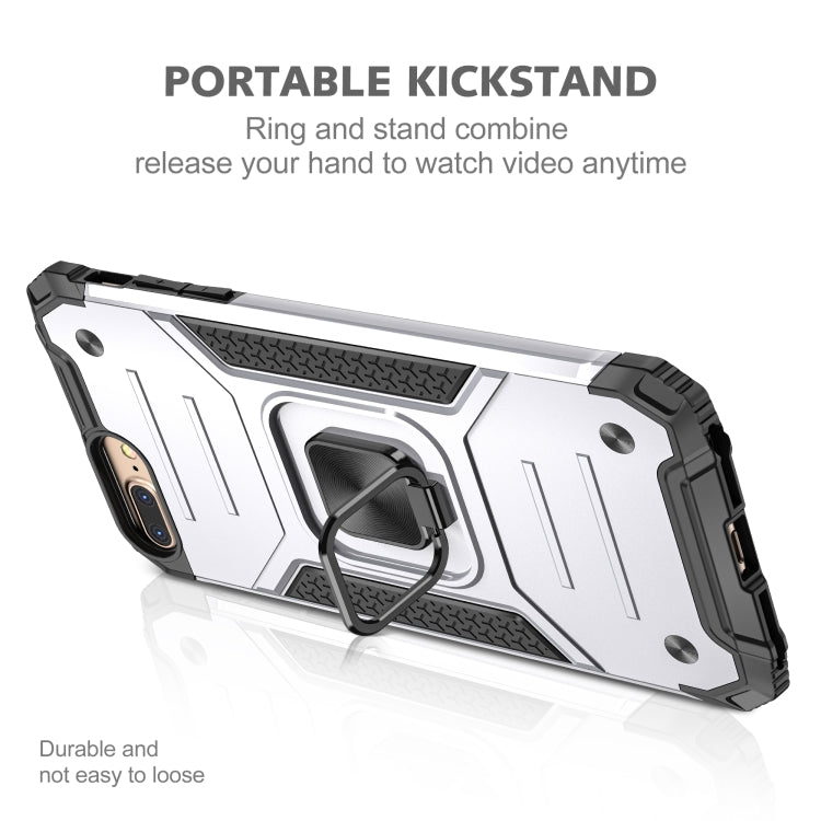 For iPhone 8 Plus & 7 Plus  Magnetic Armor Shockproof TPU + PC Case with Metal Ring Holder