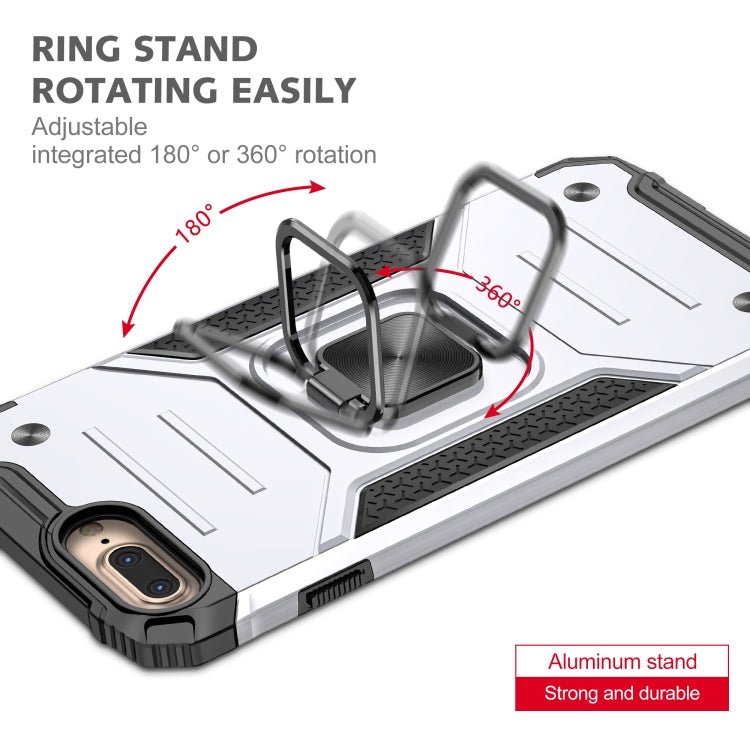 For iPhone 8 Plus & 7 Plus  Magnetic Armor Shockproof TPU + PC Case with Metal Ring Holder