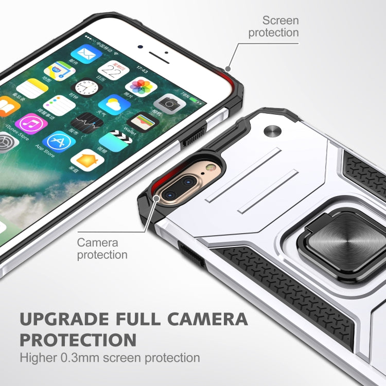 For iPhone 8 Plus & 7 Plus  Magnetic Armor Shockproof TPU + PC Case with Metal Ring Holder