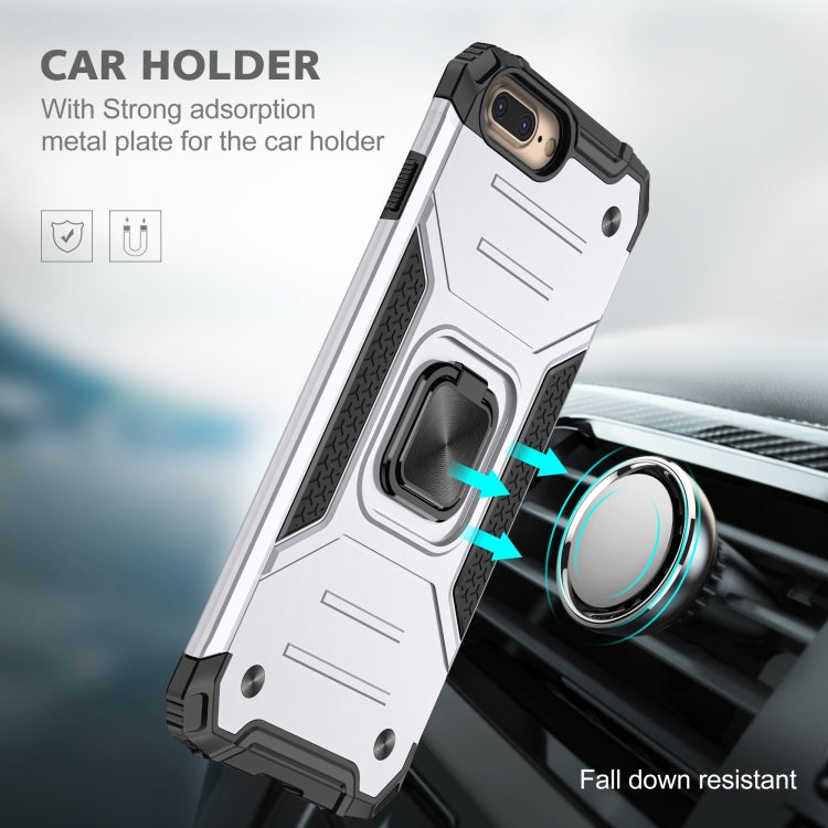 For iPhone 8 Plus & 7 Plus  Magnetic Armor Shockproof TPU + PC Case with Metal Ring Holder