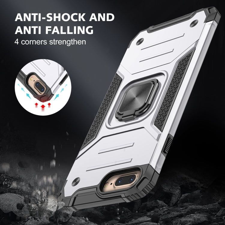 For iPhone 8 Plus & 7 Plus  Magnetic Armor Shockproof TPU + PC Case with Metal Ring Holder