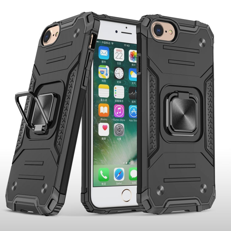 For iPhone 7 & 8 & SE 2020 Magnetic Armor Shockproof TPU + PC Case with Metal Ring Holder