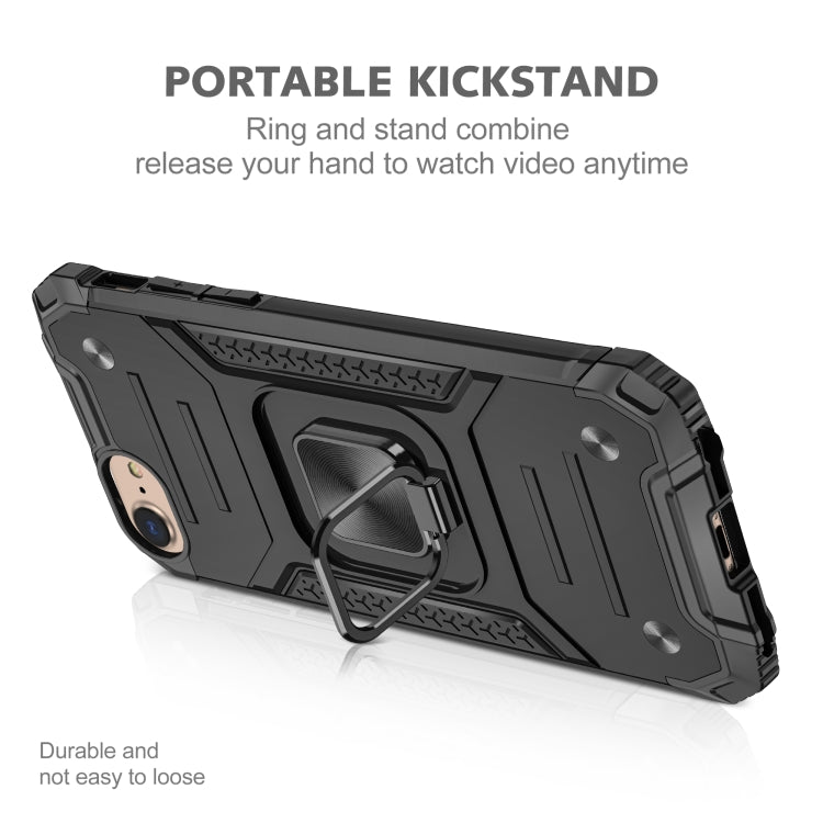 For iPhone 7 & 8 & SE 2020 Magnetic Armor Shockproof TPU + PC Case with Metal Ring Holder