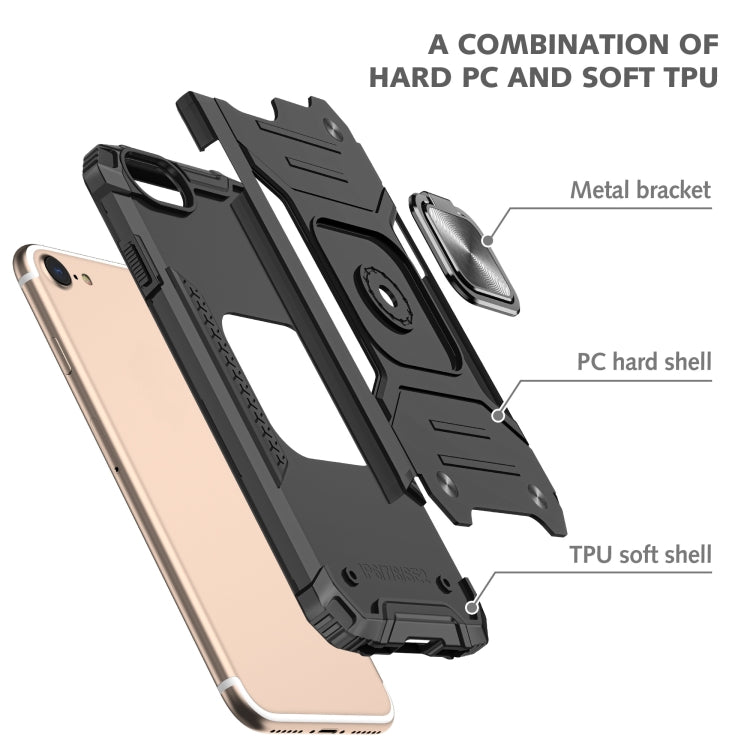 For iPhone 7 & 8 & SE 2020 Magnetic Armor Shockproof TPU + PC Case with Metal Ring Holder