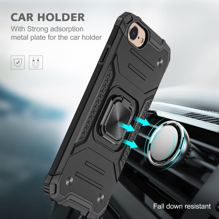 For iPhone 7 & 8 & SE 2020 Magnetic Armor Shockproof TPU + PC Case with Metal Ring Holder