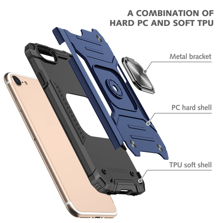 For iPhone 7 & 8 & SE 2020 Magnetic Armor Shockproof TPU + PC Case with Metal Ring Holder