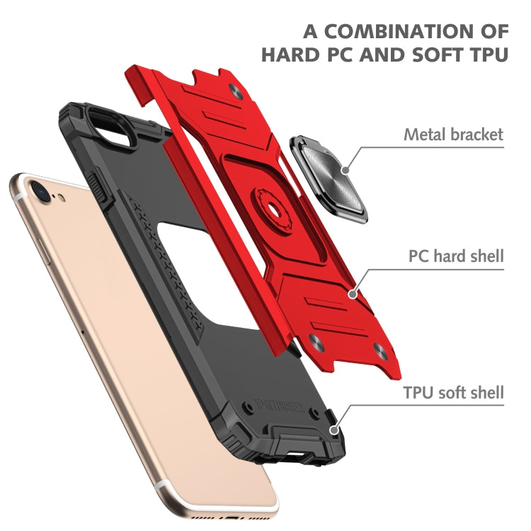 For iPhone 7 & 8 & SE 2020 Magnetic Armor Shockproof TPU + PC Case with Metal Ring Holder