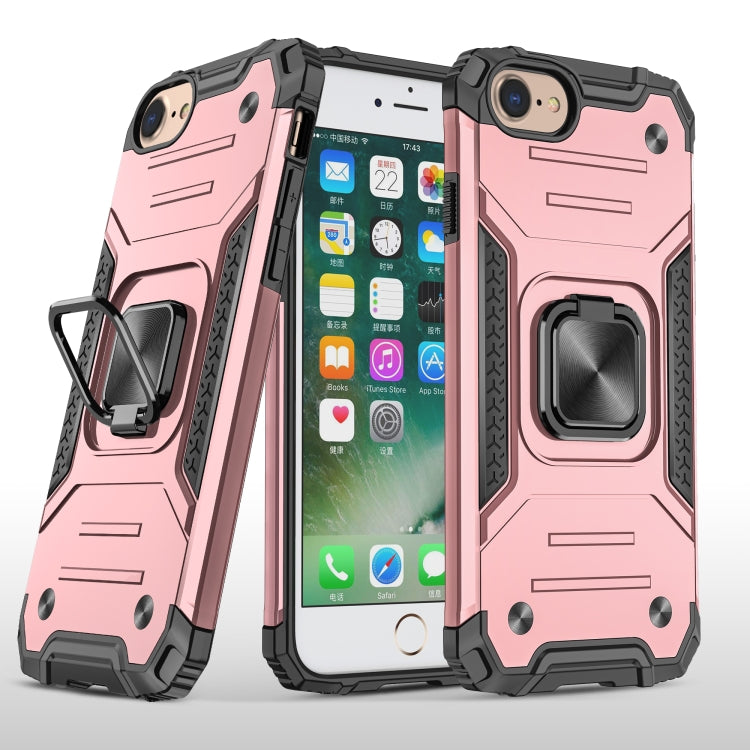 For iPhone 7 & 8 & SE 2020 Magnetic Armor Shockproof TPU + PC Case with Metal Ring Holder