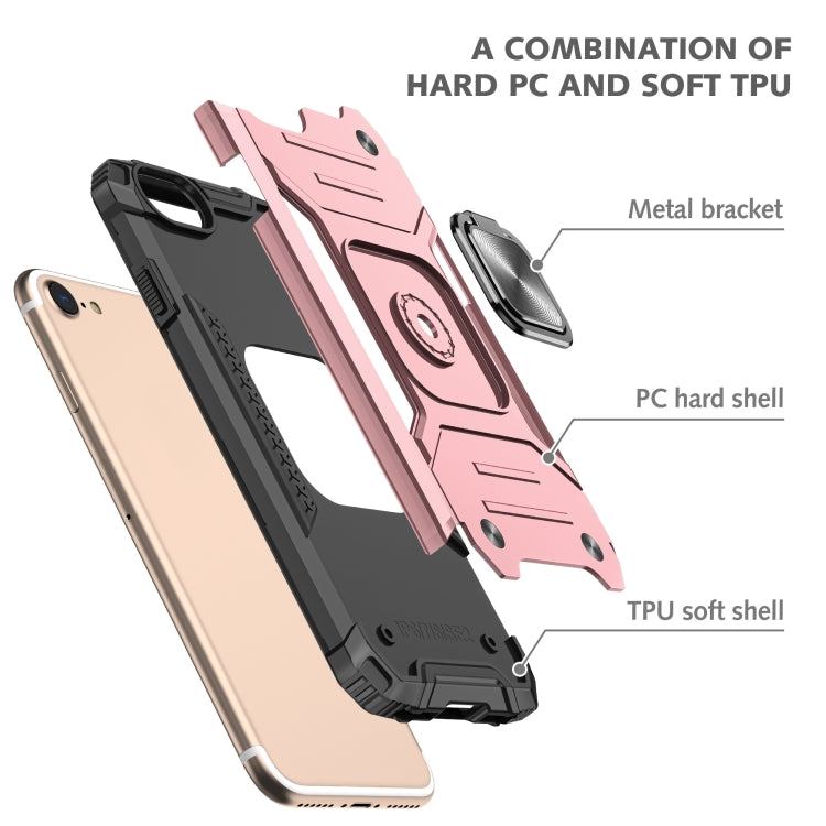 For iPhone 7 & 8 & SE 2020 Magnetic Armor Shockproof TPU + PC Case with Metal Ring Holder