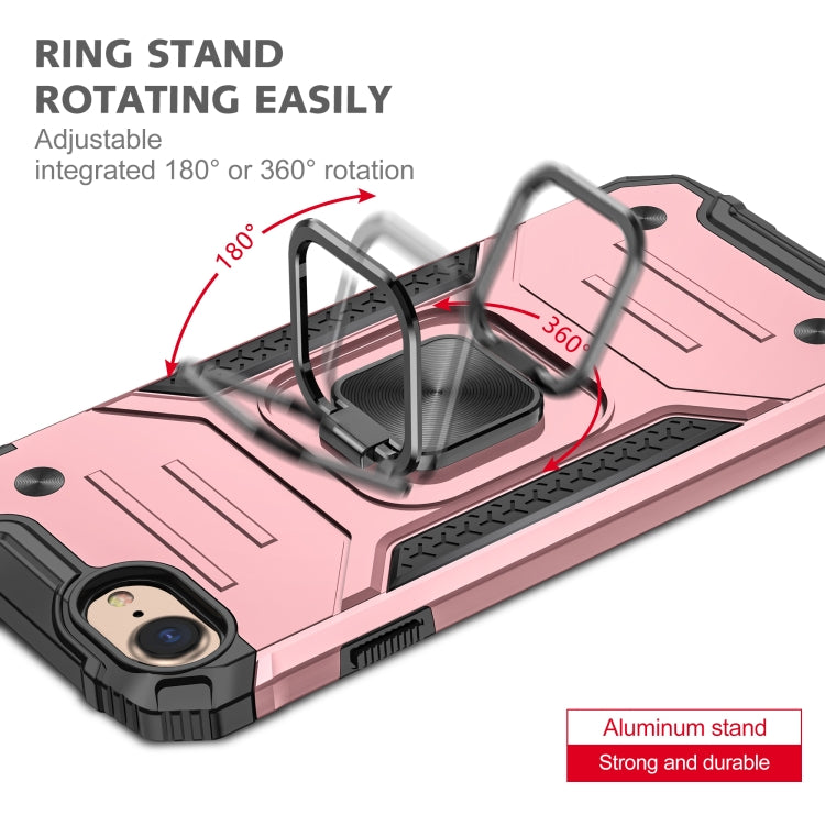 For iPhone 7 & 8 & SE 2020 Magnetic Armor Shockproof TPU + PC Case with Metal Ring Holder