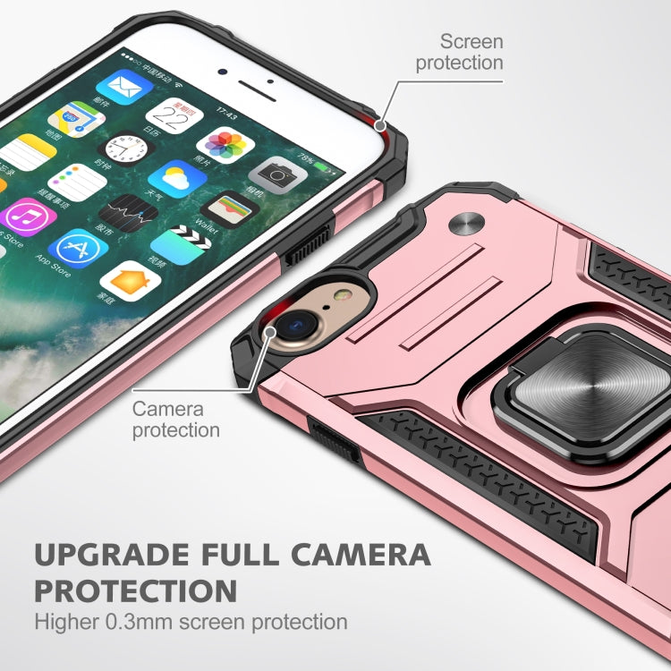 For iPhone 7 & 8 & SE 2020 Magnetic Armor Shockproof TPU + PC Case with Metal Ring Holder