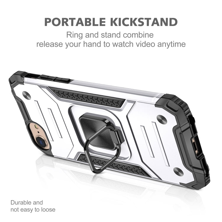 For iPhone 7 & 8 & SE 2020 Magnetic Armor Shockproof TPU + PC Case with Metal Ring Holder