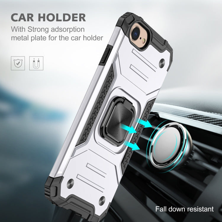 For iPhone 7 & 8 & SE 2020 Magnetic Armor Shockproof TPU + PC Case with Metal Ring Holder