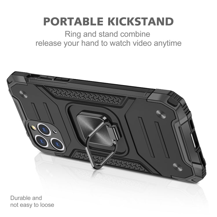 For iPhone 11 Magnetic Armor Shockproof TPU + PC Case with Metal Ring Holder