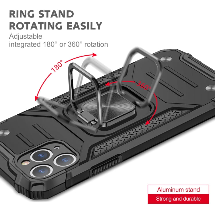 For iPhone 11 Magnetic Armor Shockproof TPU + PC Case with Metal Ring Holder